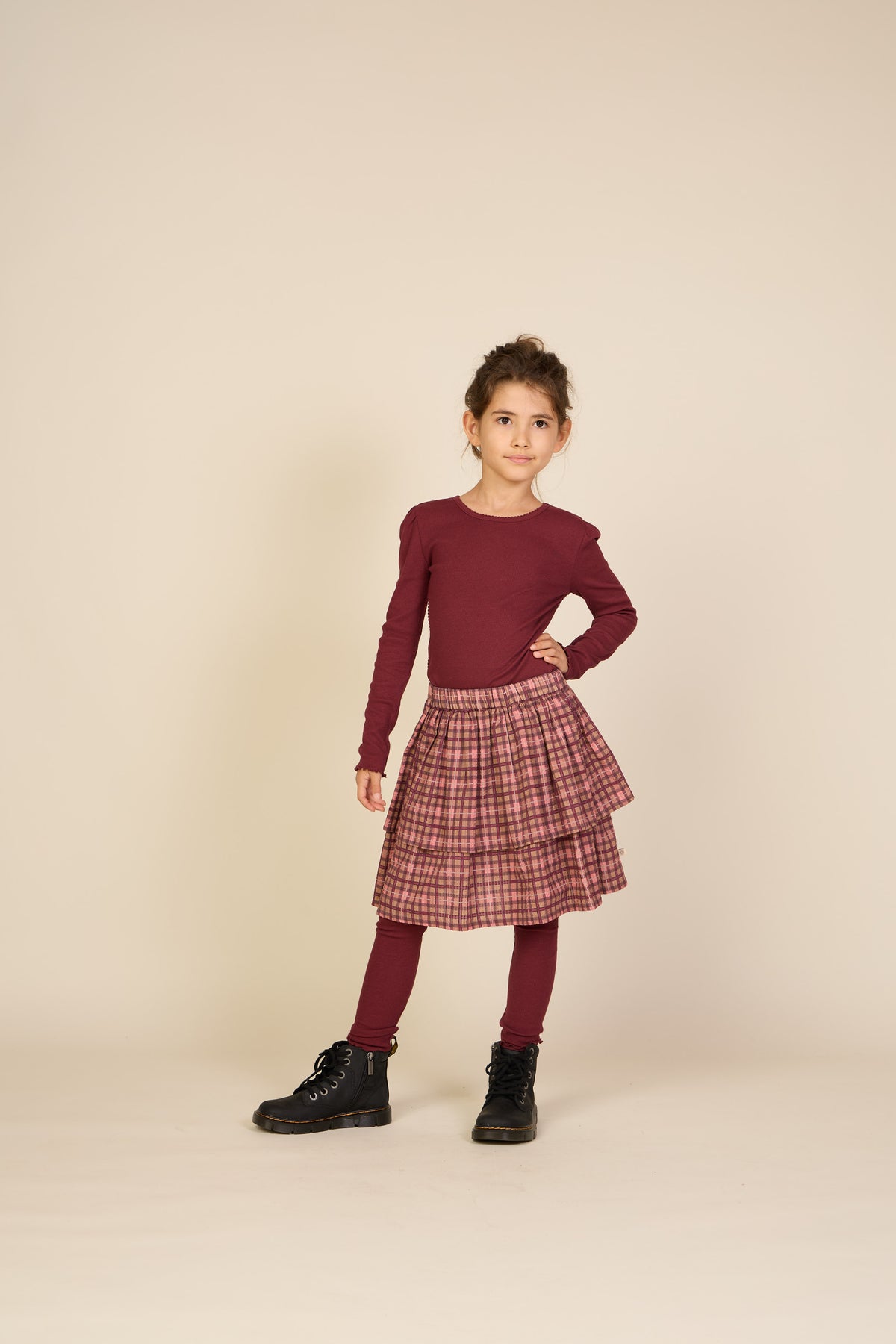 Ribbed Modal-Blend Leggings - Tween - Bordeaux | 101570 Lottie