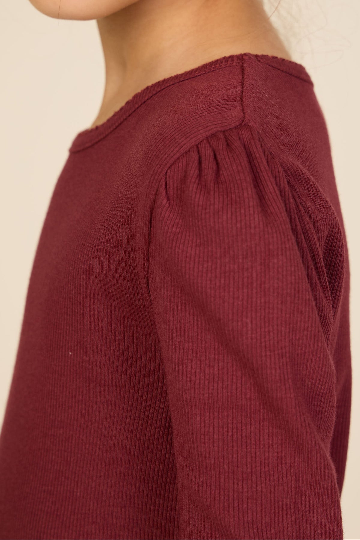 Ribbed Modal-Blend Long-Sleeve T-Shirt - Kids - Bordeaux | 101561 Lottie