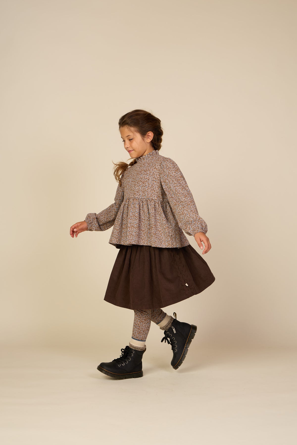 Ric Rac Corduroy Skirt - Tween - Dark Brown | 101478 Sille