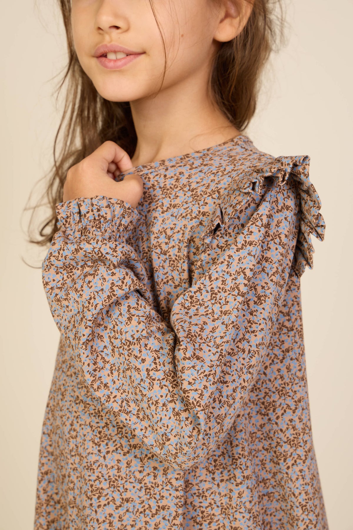 Printed Jersey Dress - Tween - Blue/Brown | 101554 Heidi
