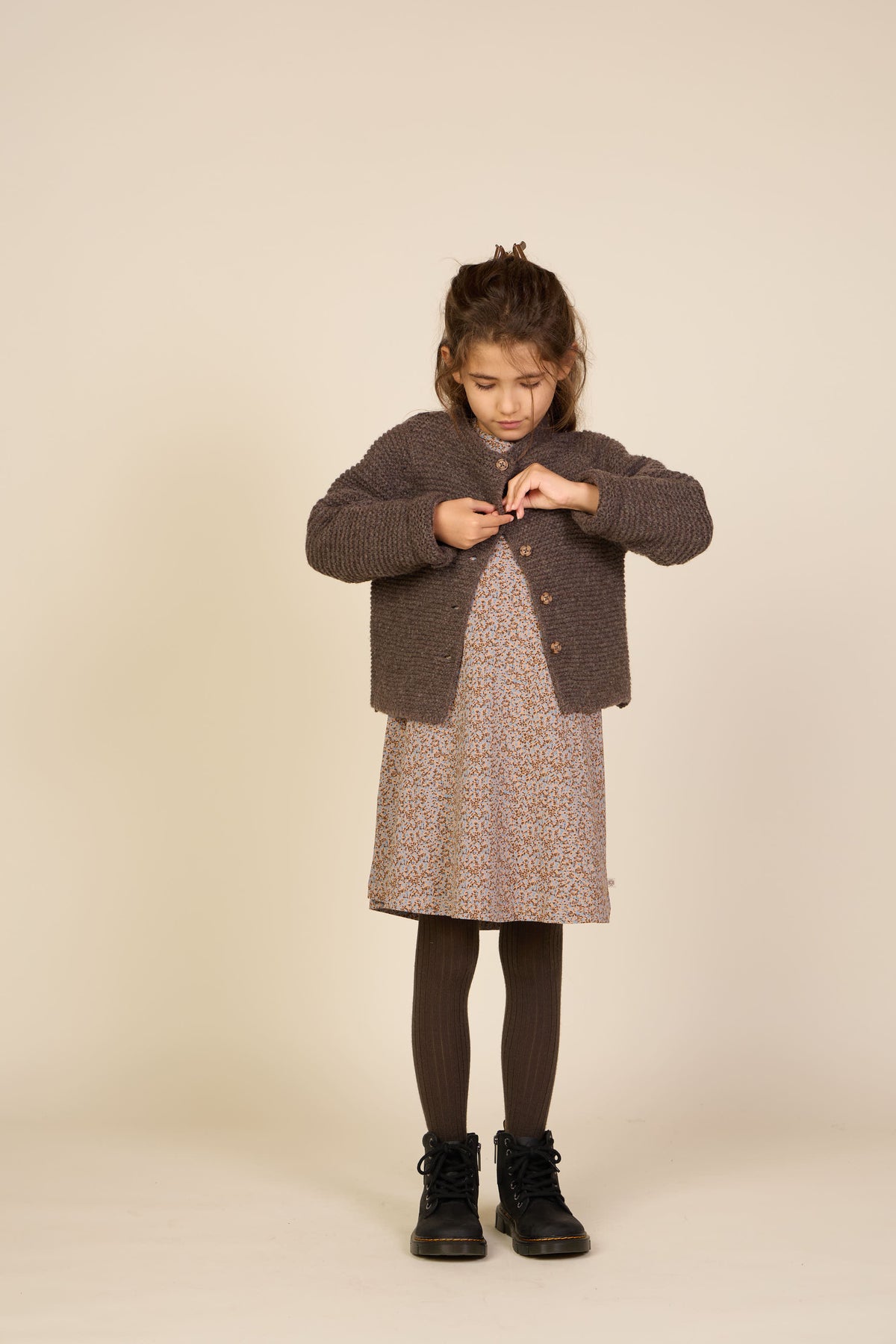 Printed Jersey Dress - Tween - Blue/Brown | 101554 Heidi