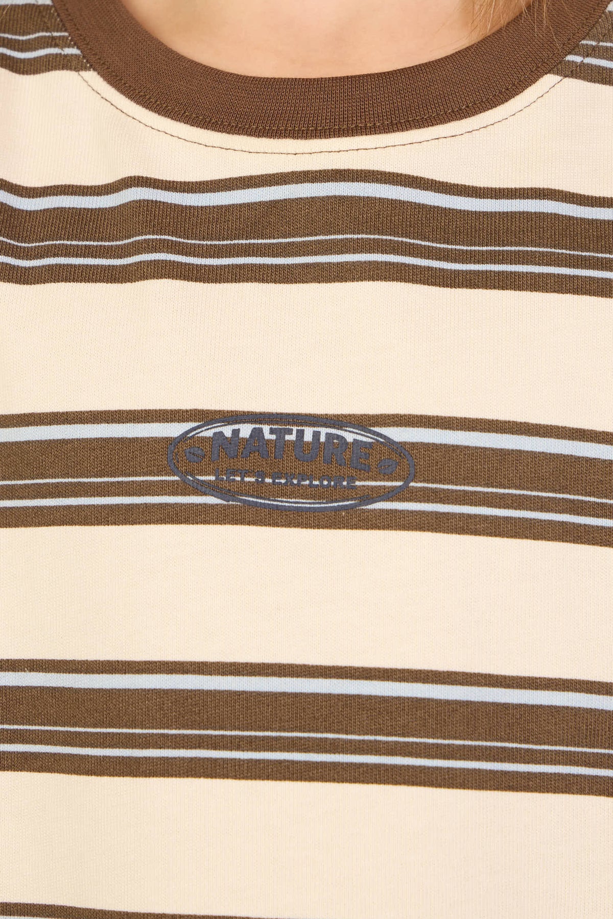 Striped Long-Sleeve T-Shirt - Kids - Offwhite/Brown | 101701 Hugo