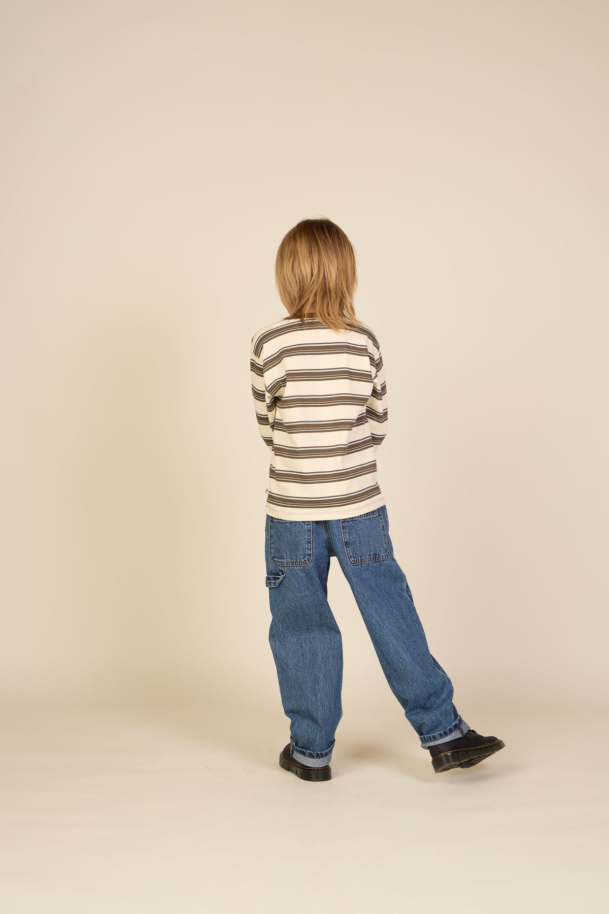 Striped Long-Sleeve T-Shirt - Tween - Offwhite/Brown | 101702 Hugo