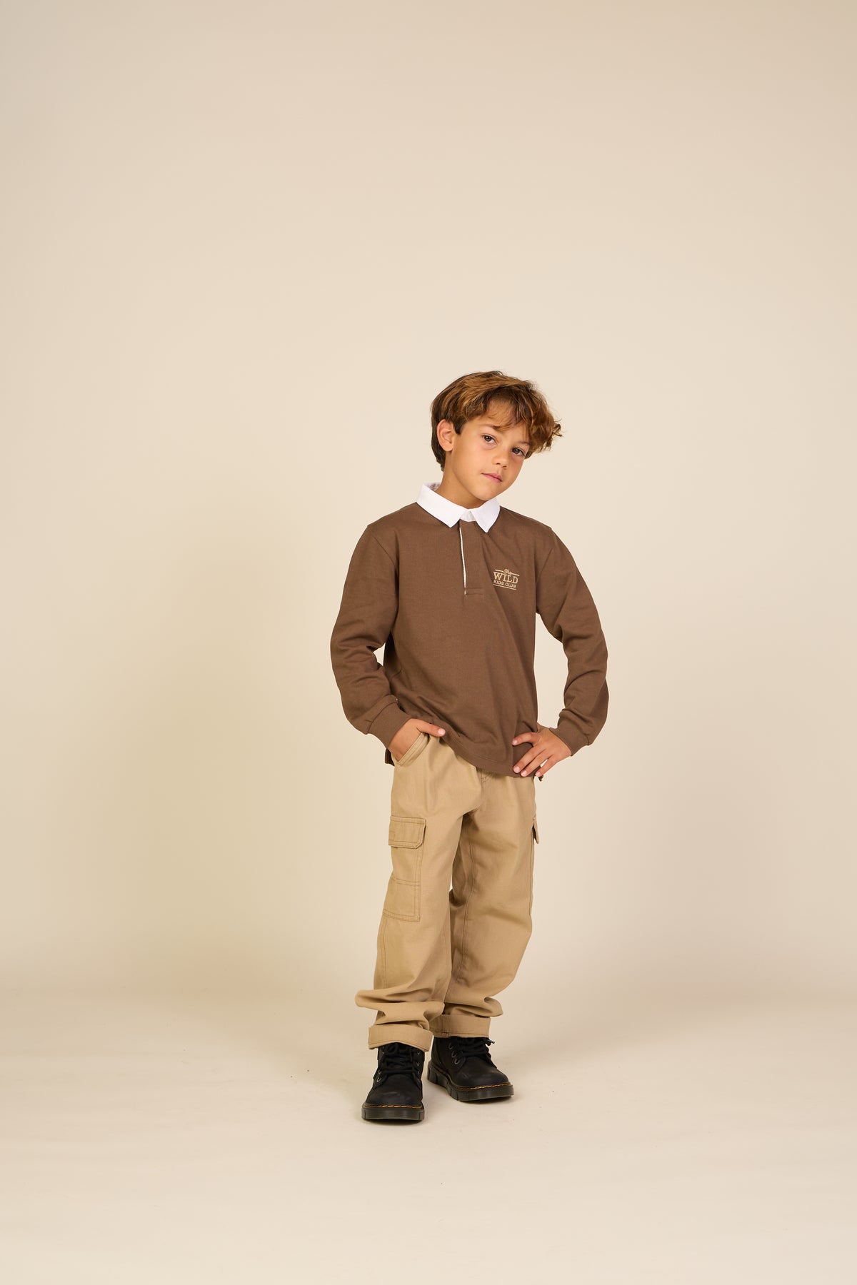 Long-Sleeve Jersey Polo - Tween - Dark Brown | 101694 Ruben