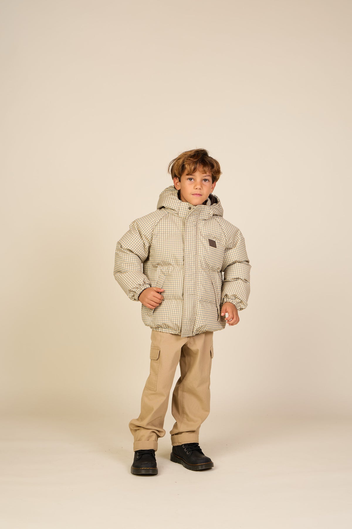 Checked Puffer Jacket - Tween - Brown | 101423 Riley