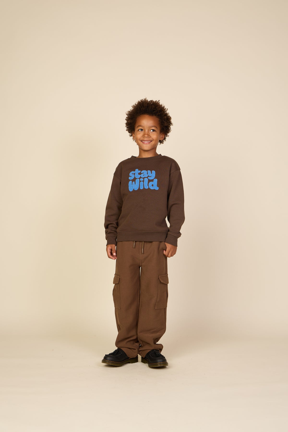 Front Print Crew Neck Sweatshirt - Tween - Dark Brown | 101623 Joel