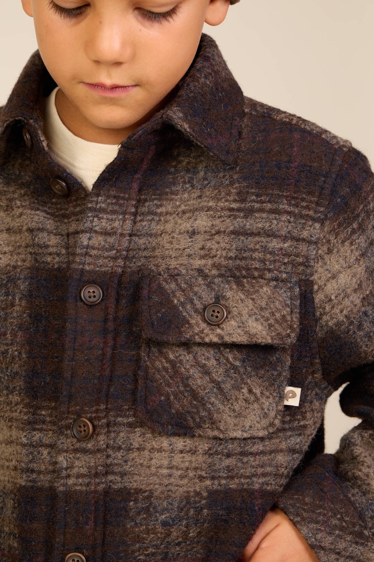 Plaid Wool-Blend Overshirt - Tween - Brown Check | 101526 Daxton