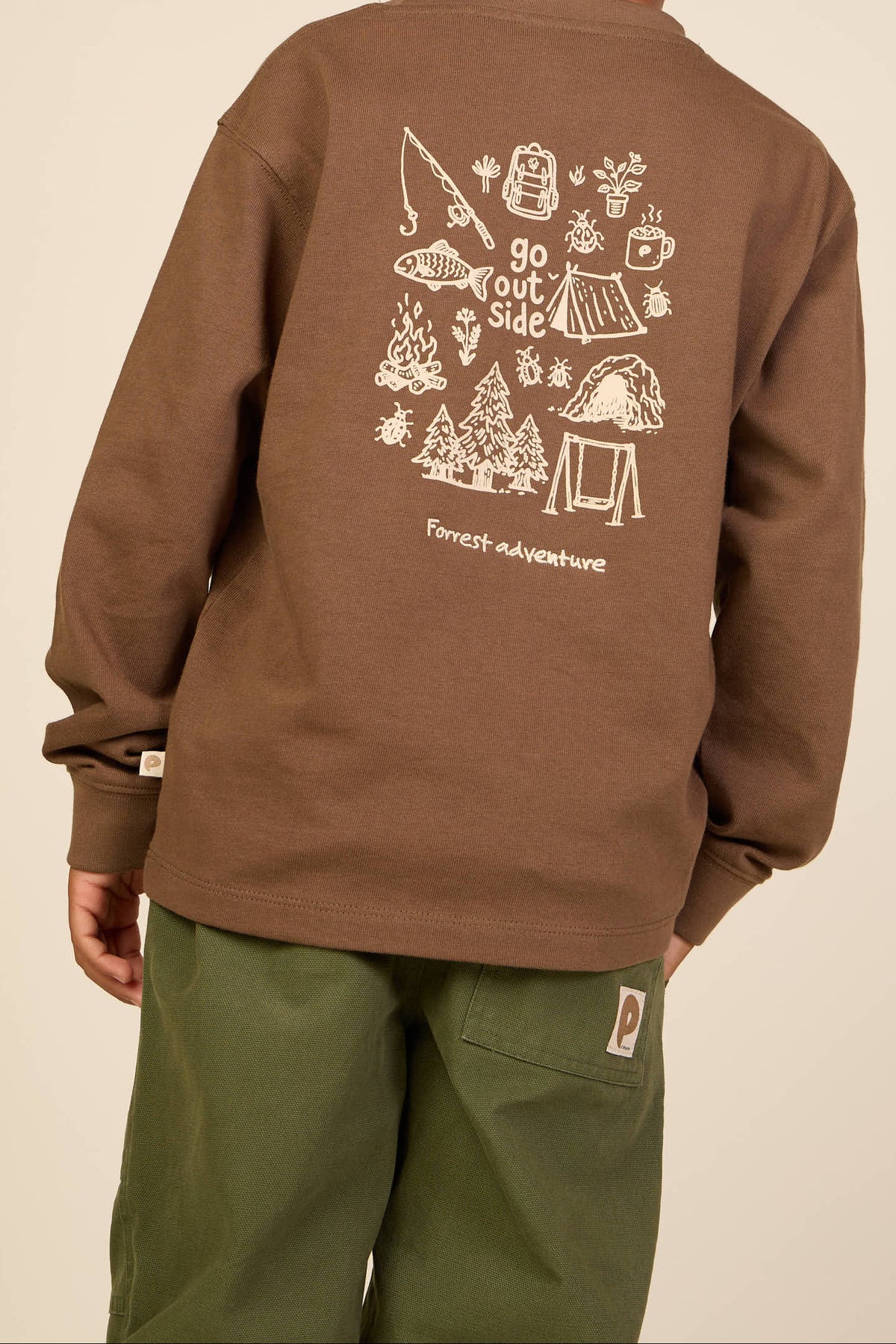 Long-Sleeve T-Shirt with Back Print - Kids - Brown | 101709 Weston