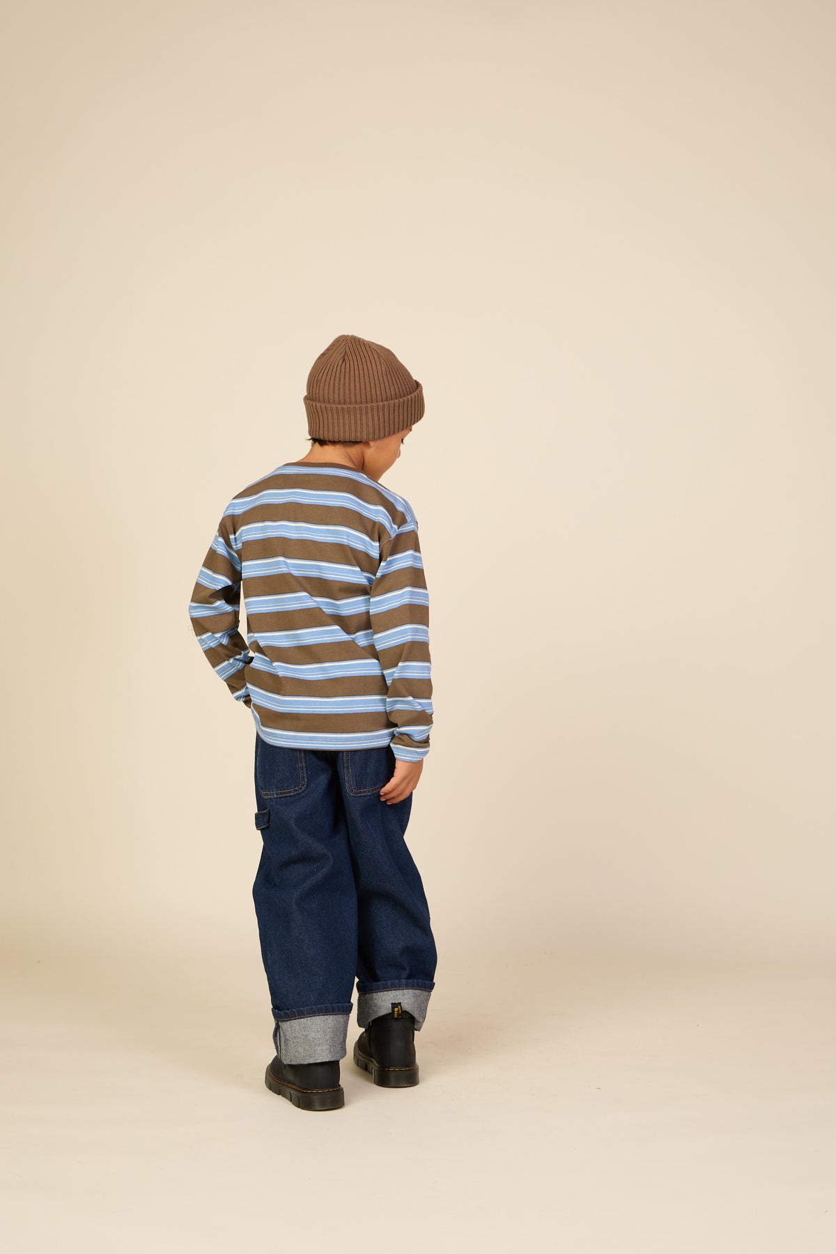 Striped Long-Sleeve T-Shirt - Tween - Brown /Blue | 101700 Hugo