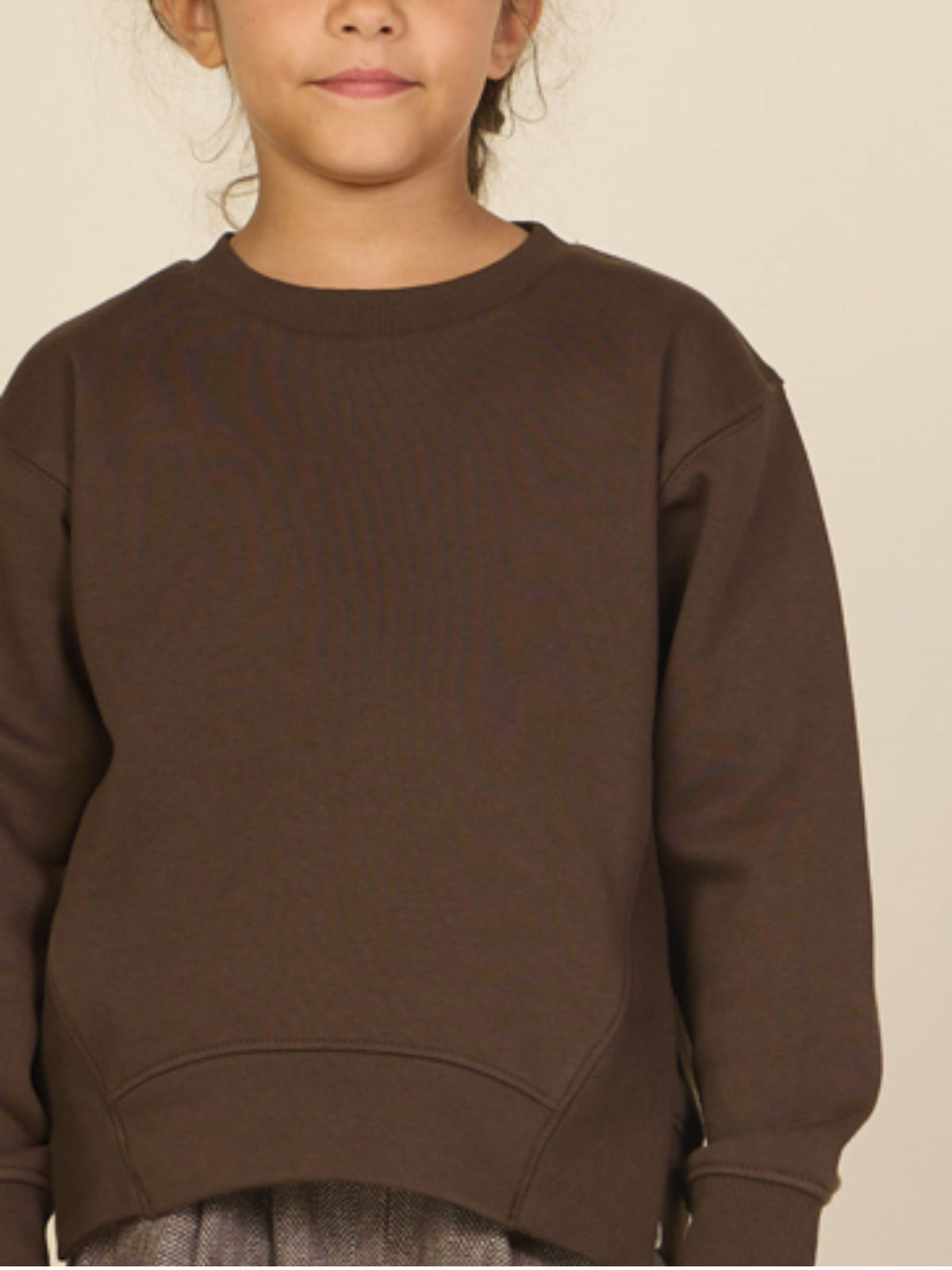 Rib Detail Sweatshirt - Tween - Dark Brown | 101627 Zoe