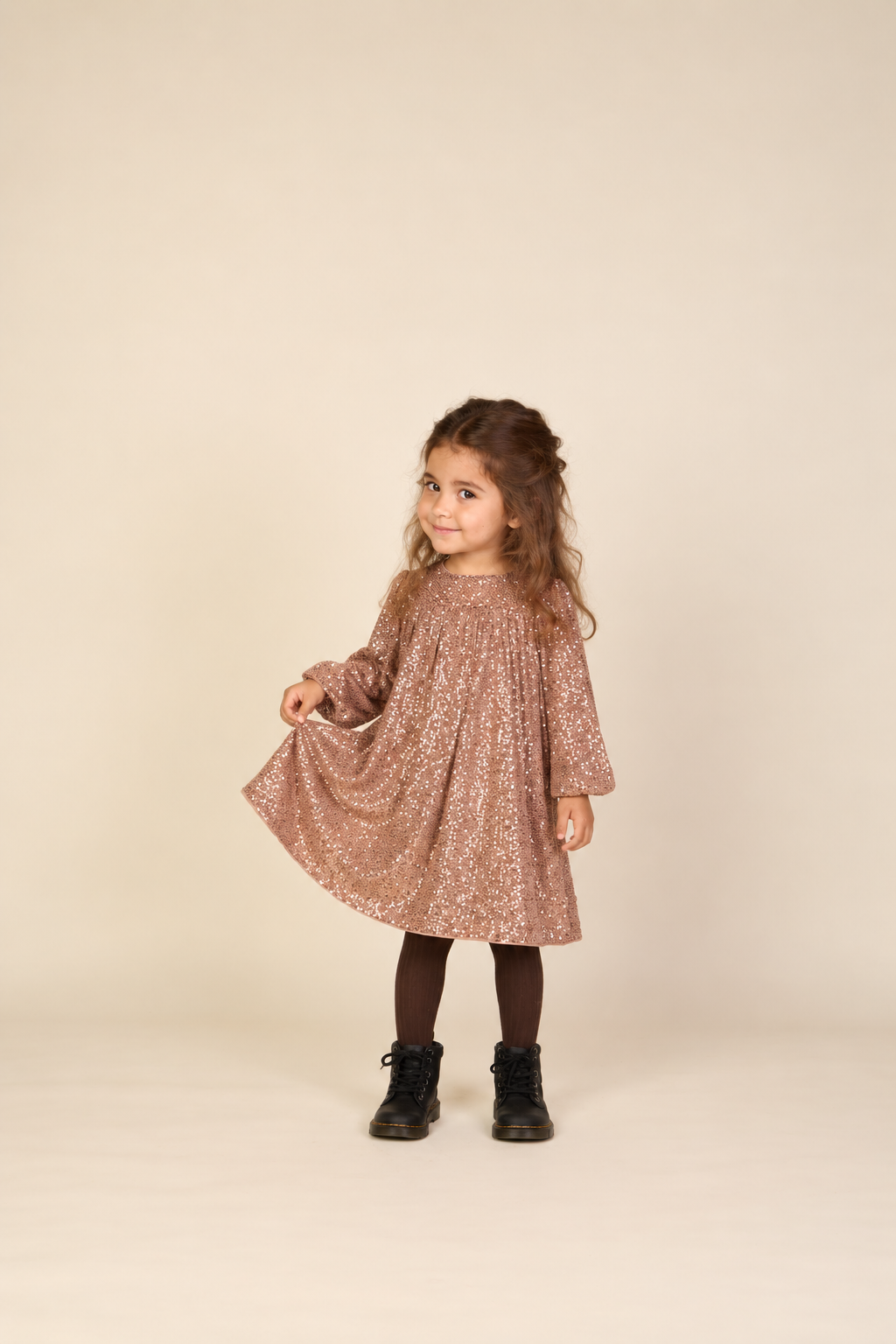 Sequin Dress - Kids - Light Brown | 101675 Amber