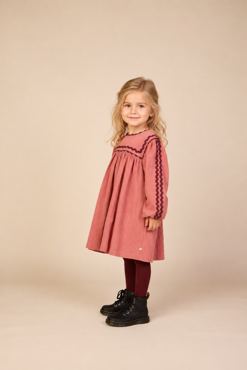 Ric Rac Corduroy Dress - Kids - Dusty Rose | 101475 Sille