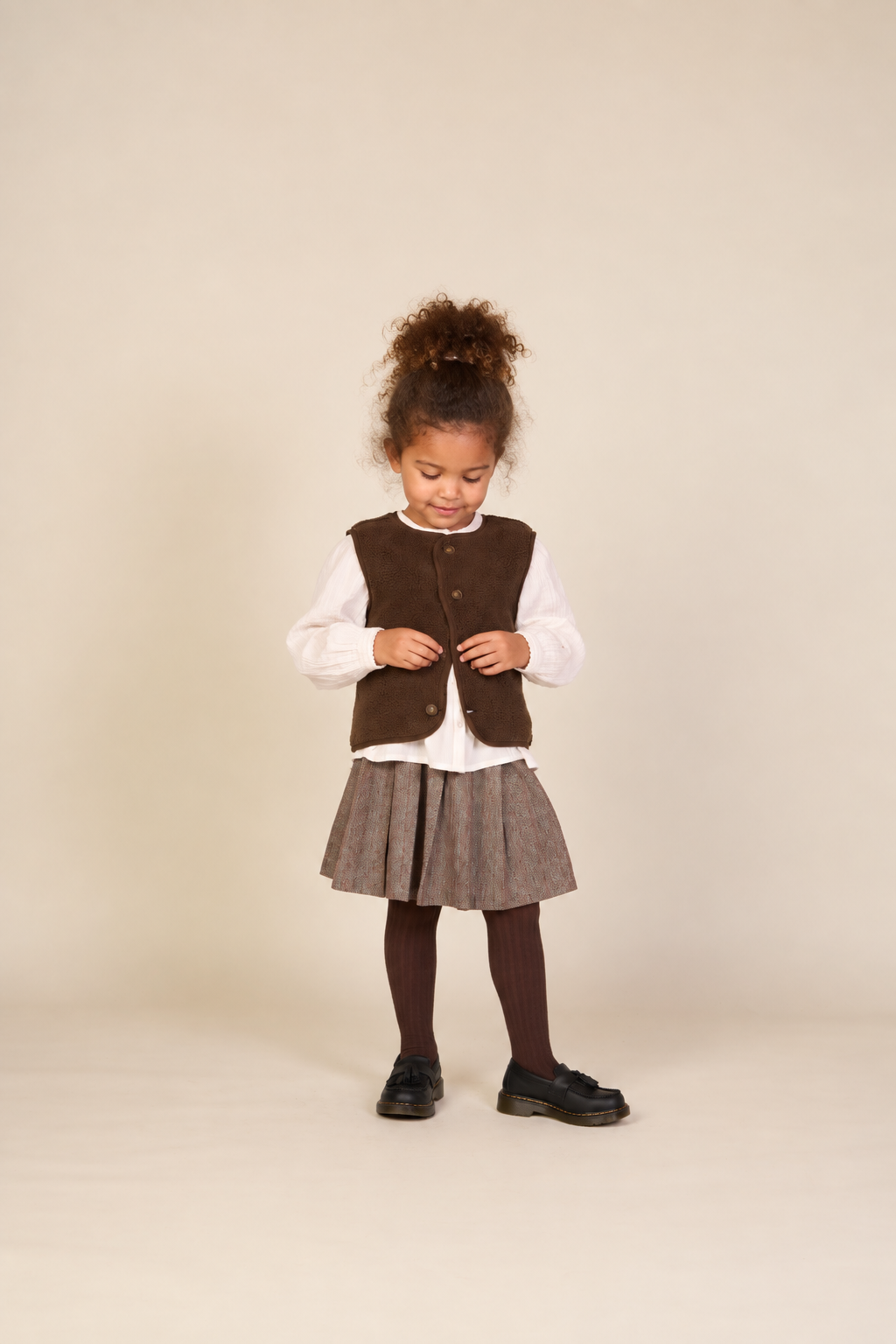Cotton Herringbone Skirt - Kids - Dark Brown | 101520 Susse