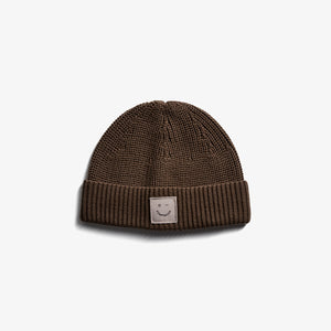 Ribbed Knit Beanie - Kids - Dark Earth
