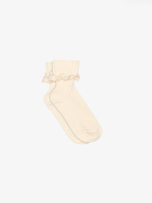 MP Cotton socks with Lace Frill - Tween - Light Beige | 101394 MP Julia Socks