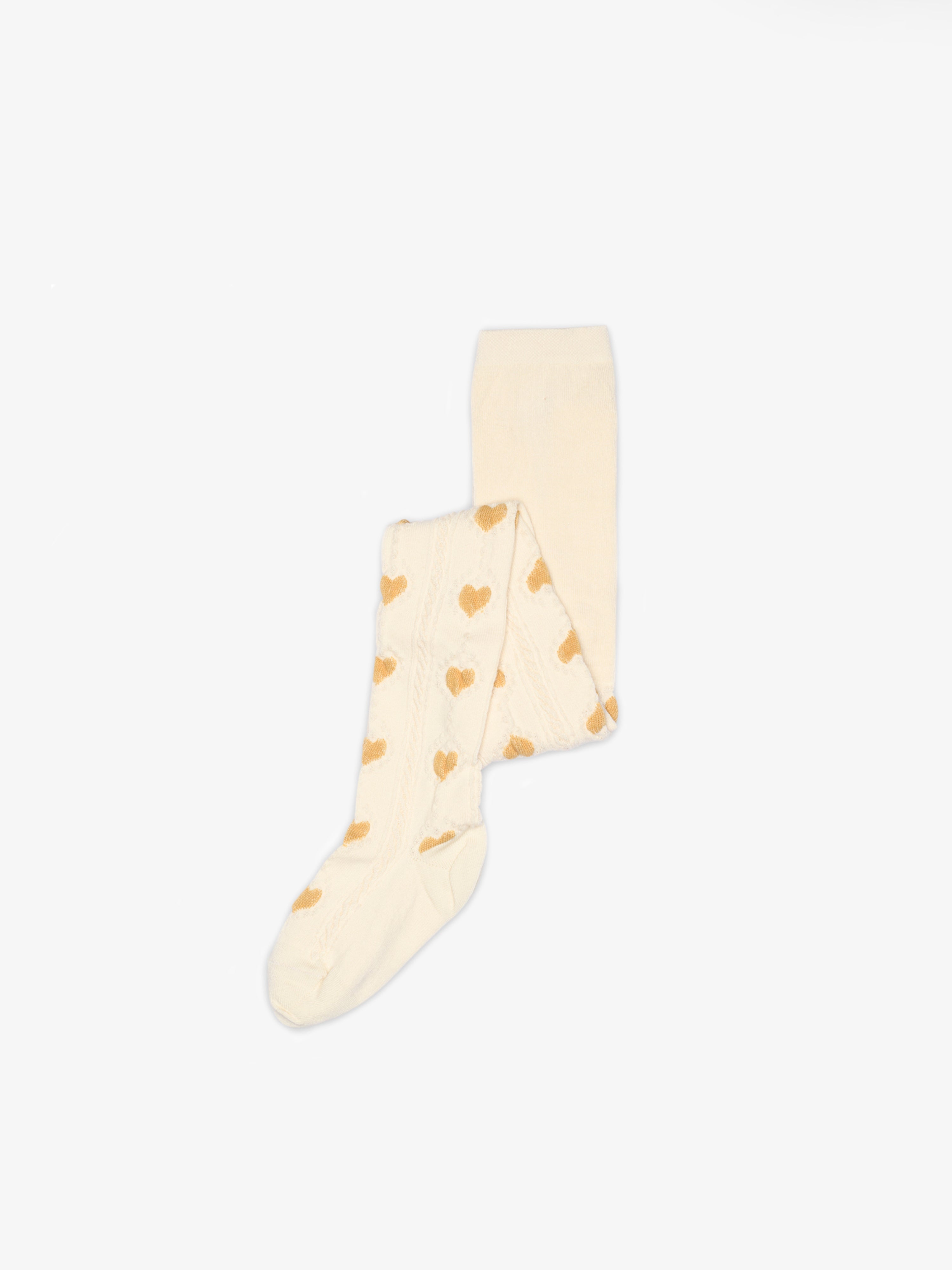 MP Heart Tights - Kids - Offwhite/Yellow | 101376 MP Alvilda tights