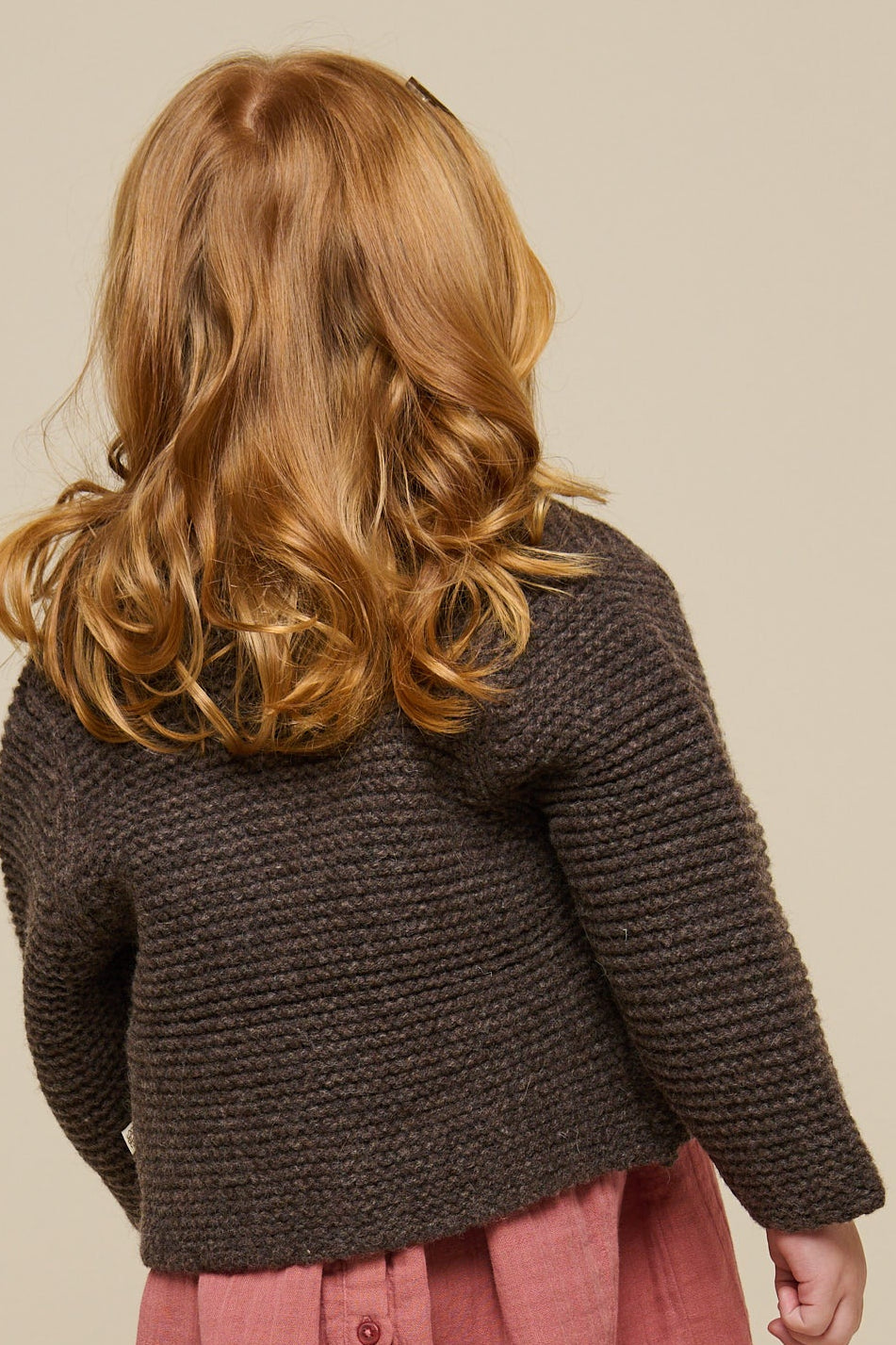 Wool Knit Cardigan - Kids - Chocolate Melange | 100876 Maya