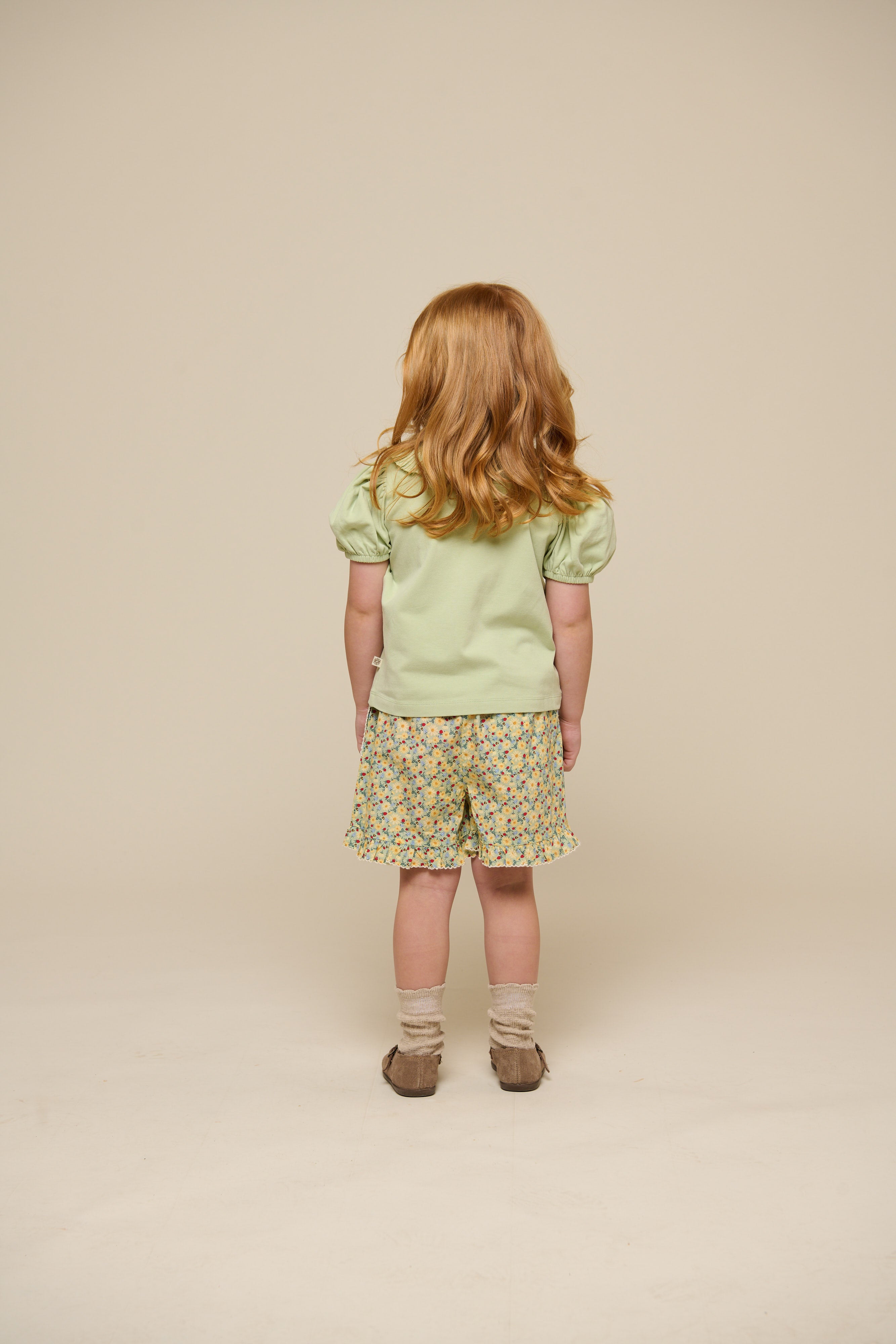 Flower Printed Poplin Shorts - Kids - Green | 100958 Poppy