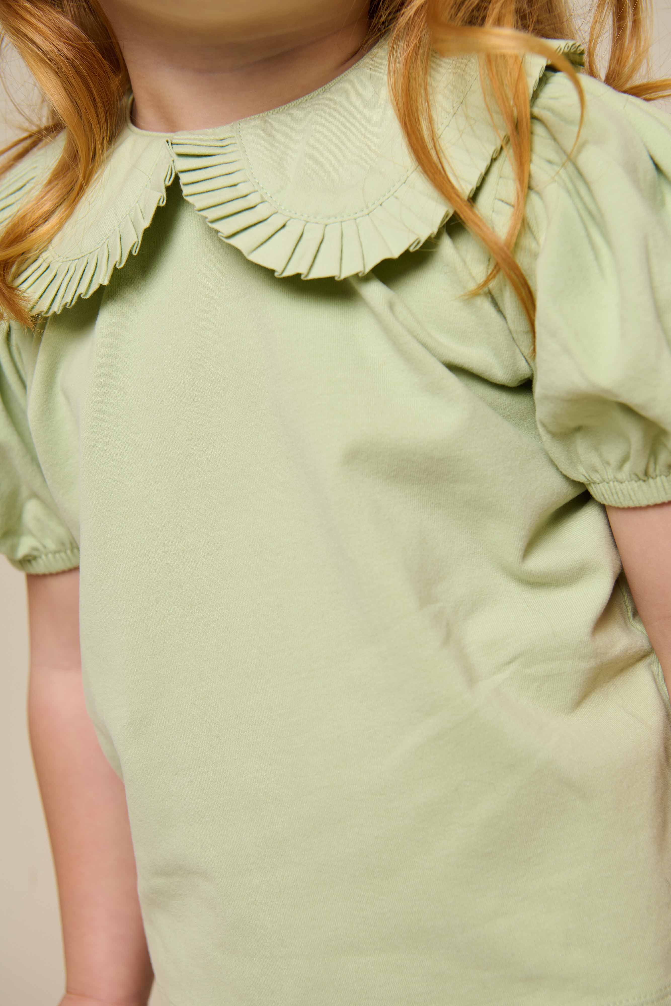 Jersey Blouse with Collar - Kids - Powder Green | 101279 Nini