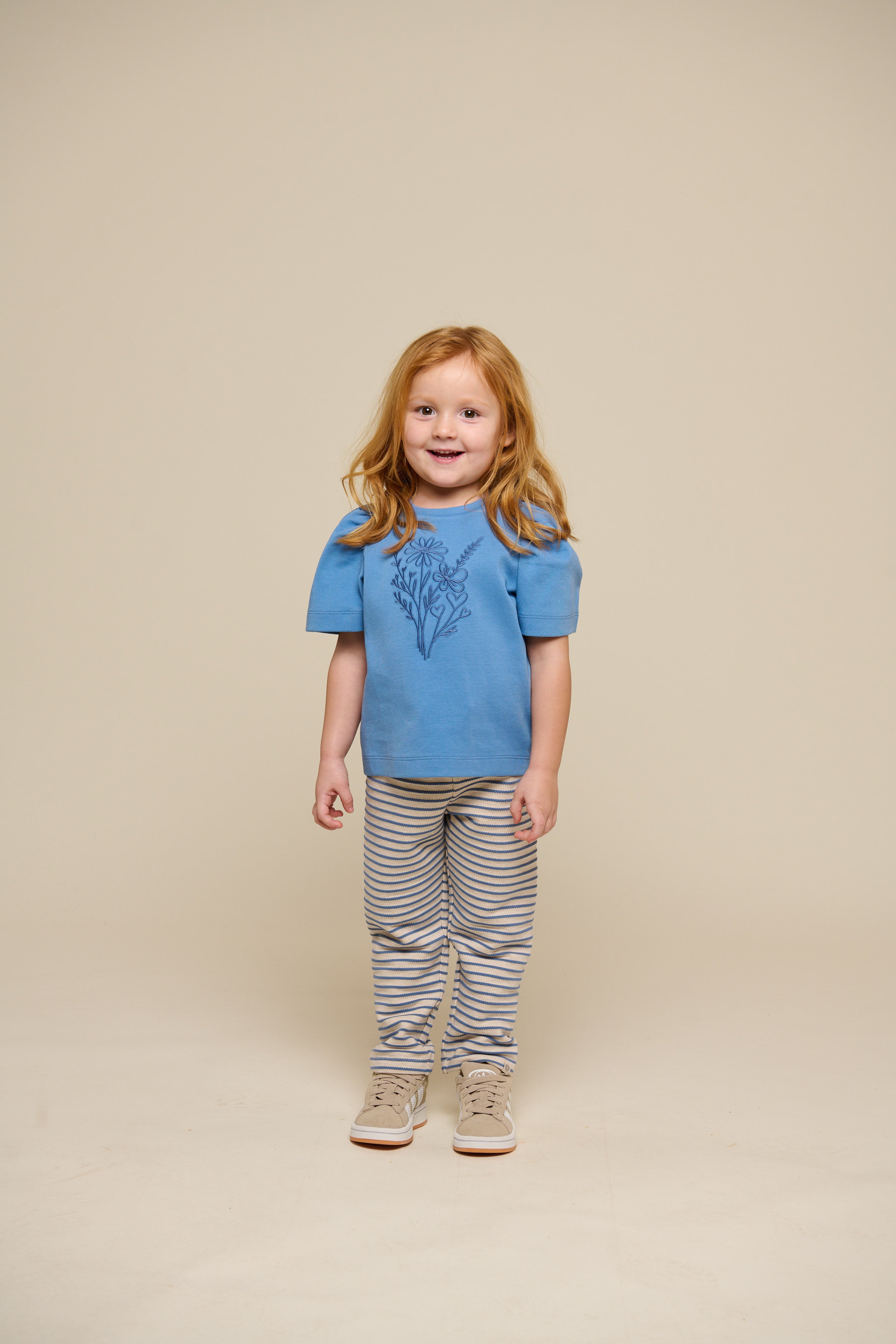T-shirt With Embroidery - Kids - Dusty Blue | 101237 Amanda