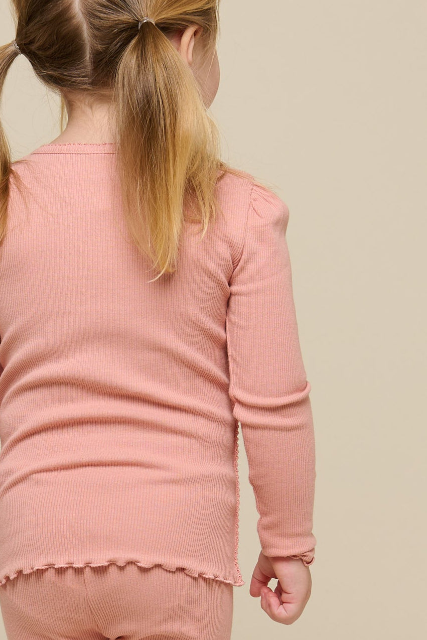 Modal Rib Long Sleeved T-shirt - Kids - Rose Tan | 101306 Lottie