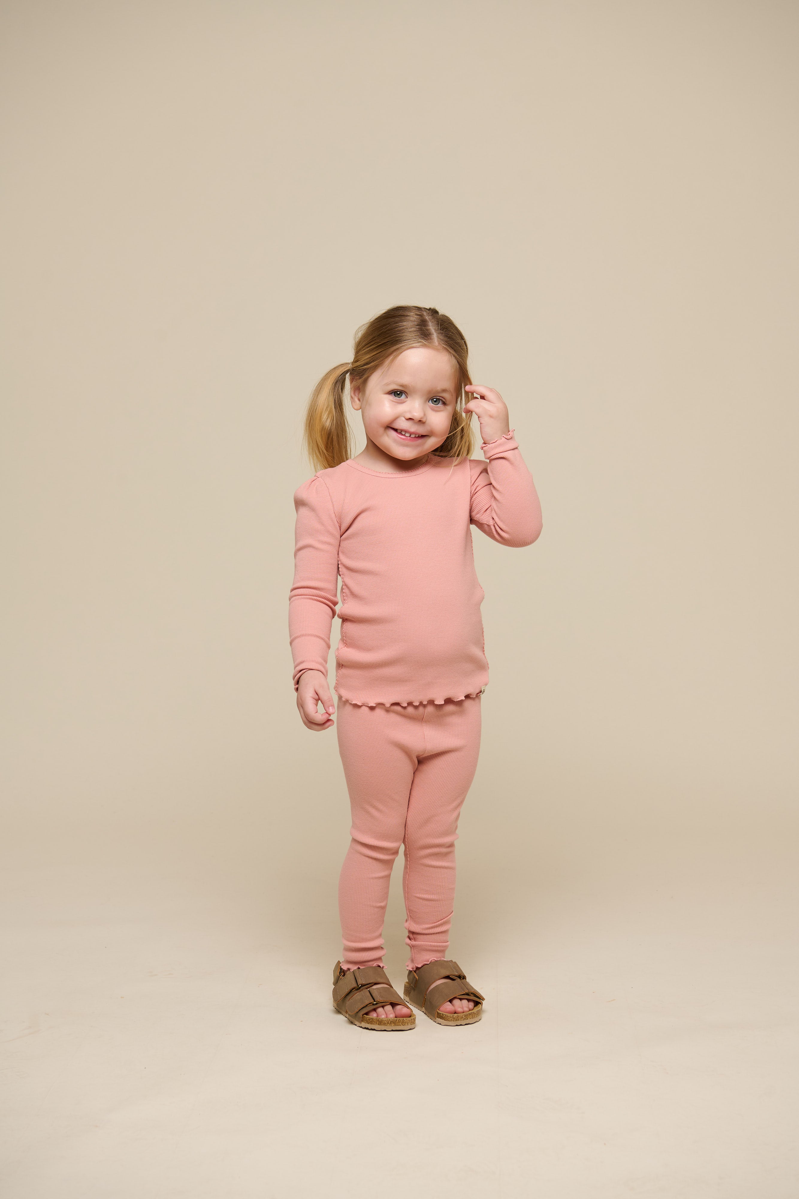 Modal Rib Long Sleeved T-shirt - Kids - Rose Tan | 101306 Lottie