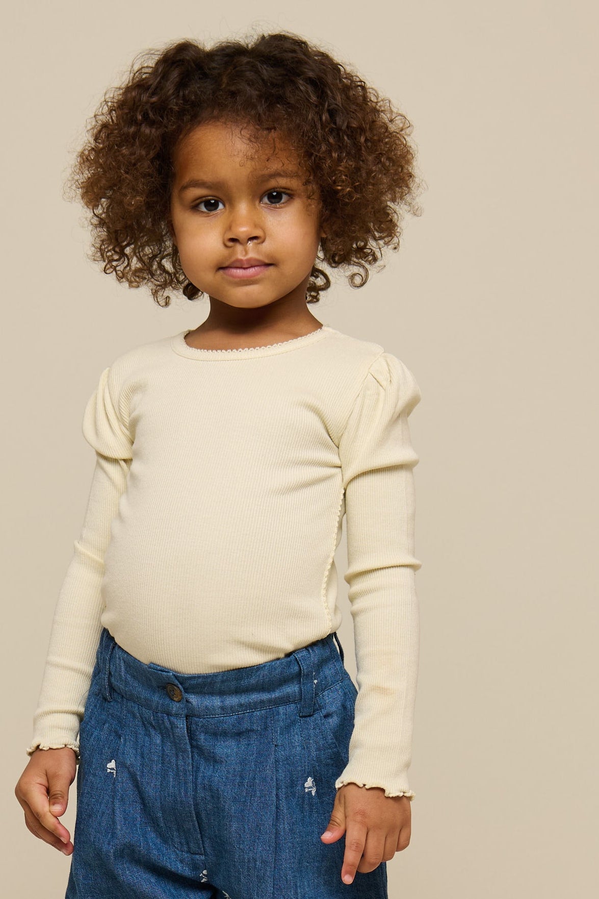Modal Rib Long Sleeved T-shirt - Kids - OffWhite | 101312 Lottie
