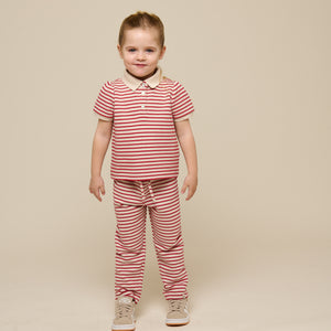 Striped Jersey Polo - Kids - Cherry Red | 101002 Emmie