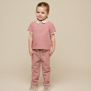 Striped Jersey Trousers - Kids - Cherry Red | 100999 Emmie