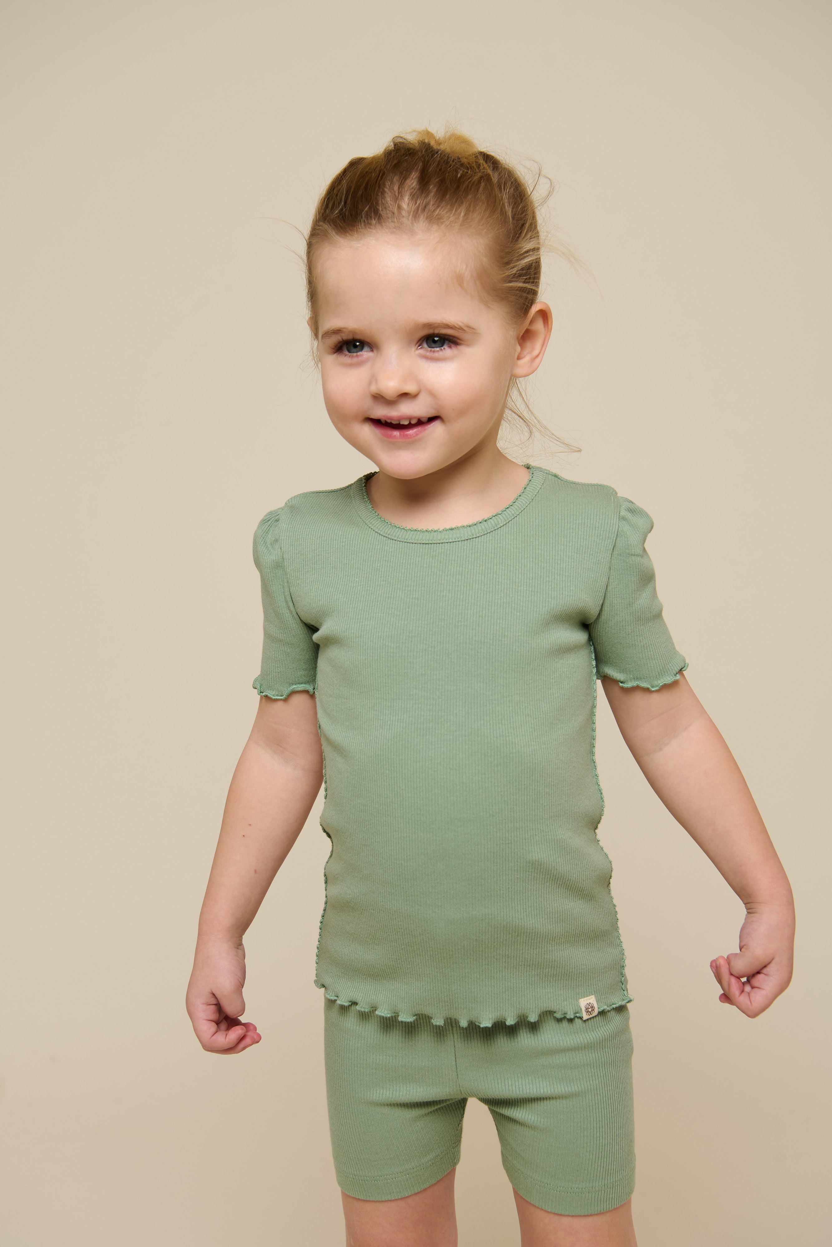 Modal Rib T-shirt - Kids - Dusty Green | 101302 Lottie