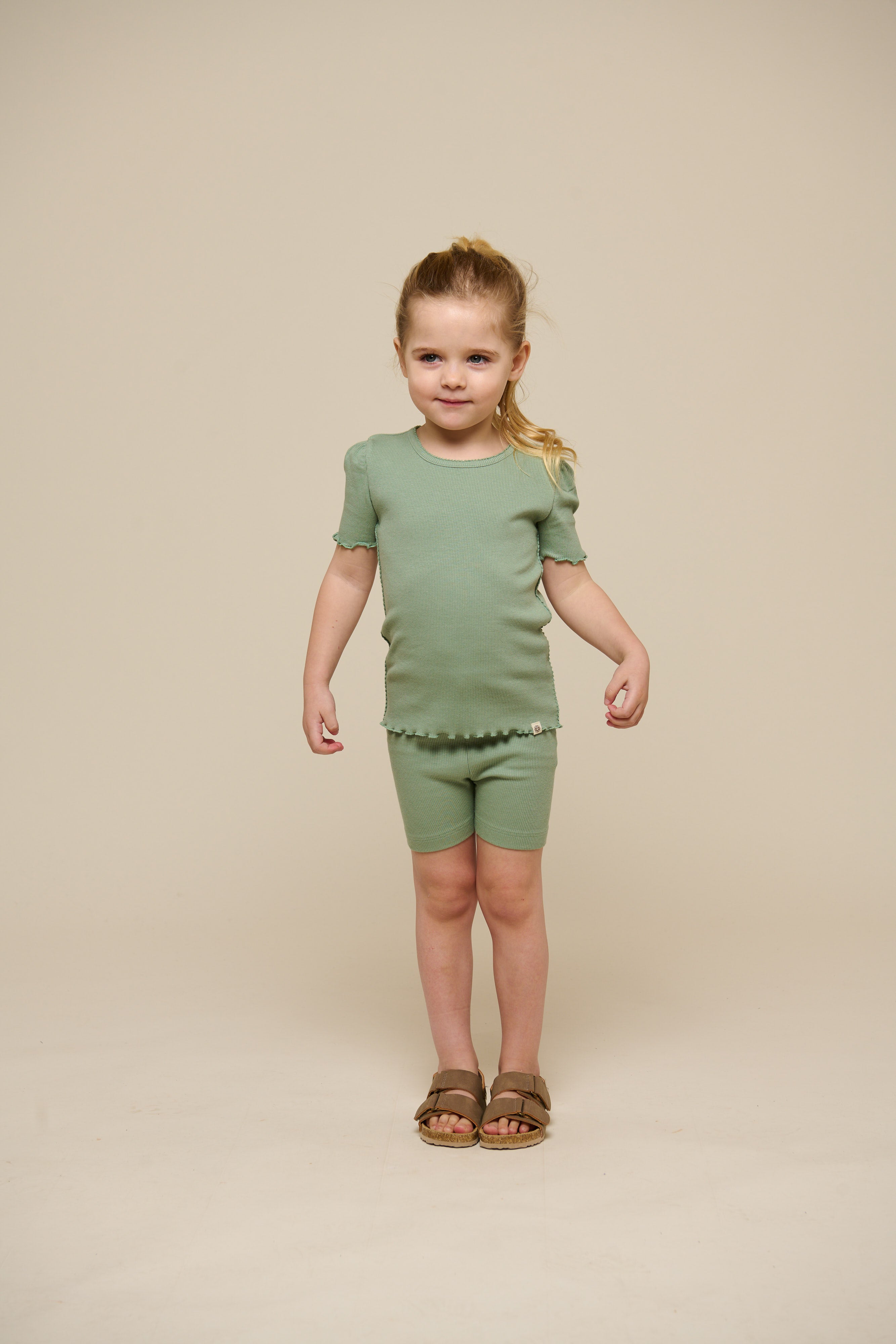 Modal Rib T-shirt - Kids - Dusty Green | 101302 Lottie