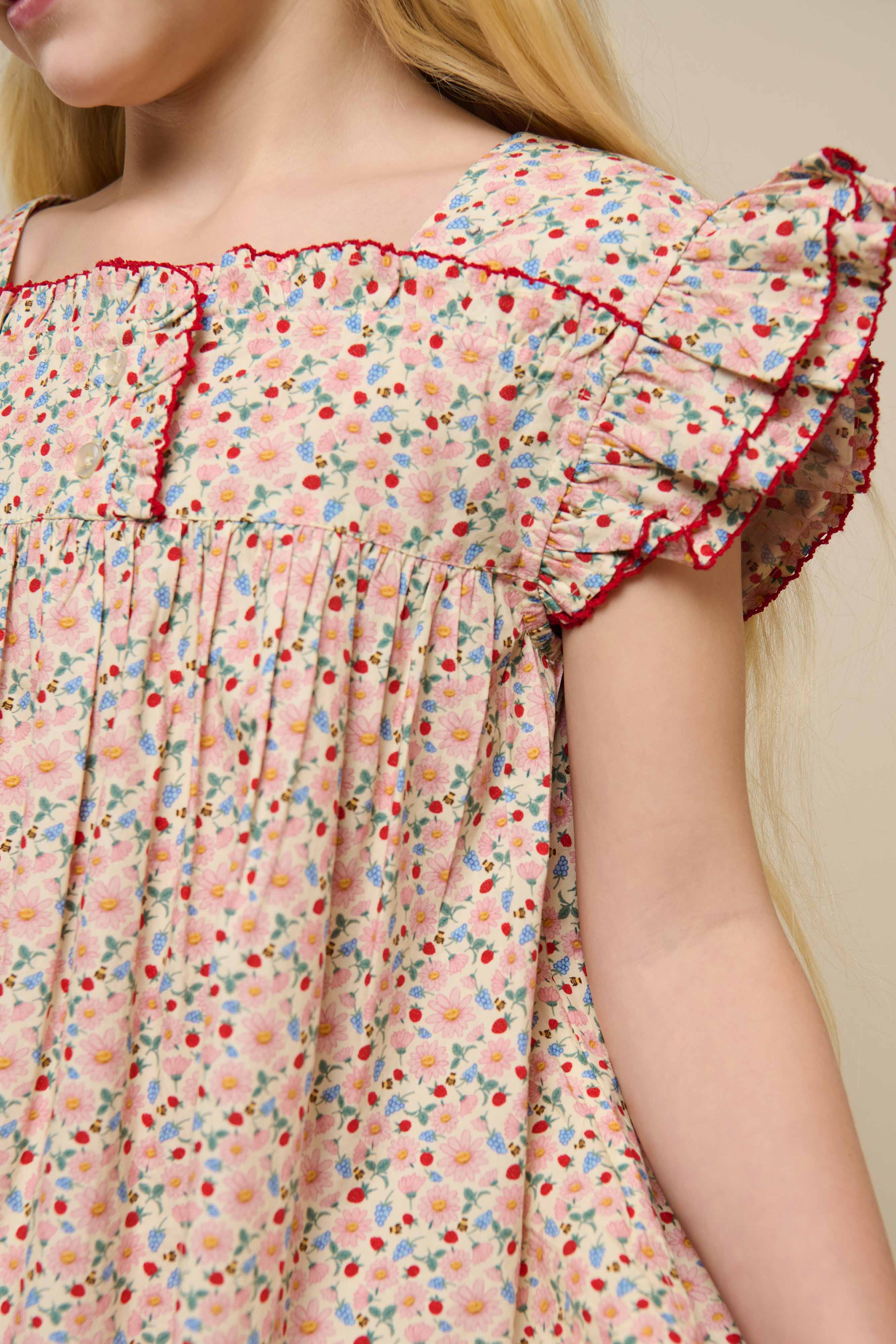 Flower Printed Poplin Dress - Tween - Rose | 100961 Poppy