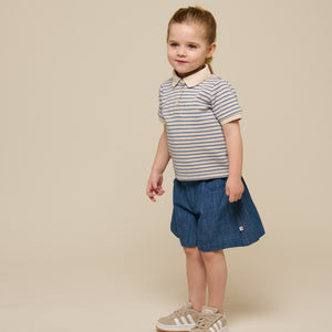 Striped Jersey Polo - Kids - Blue | 101006 Emmie
