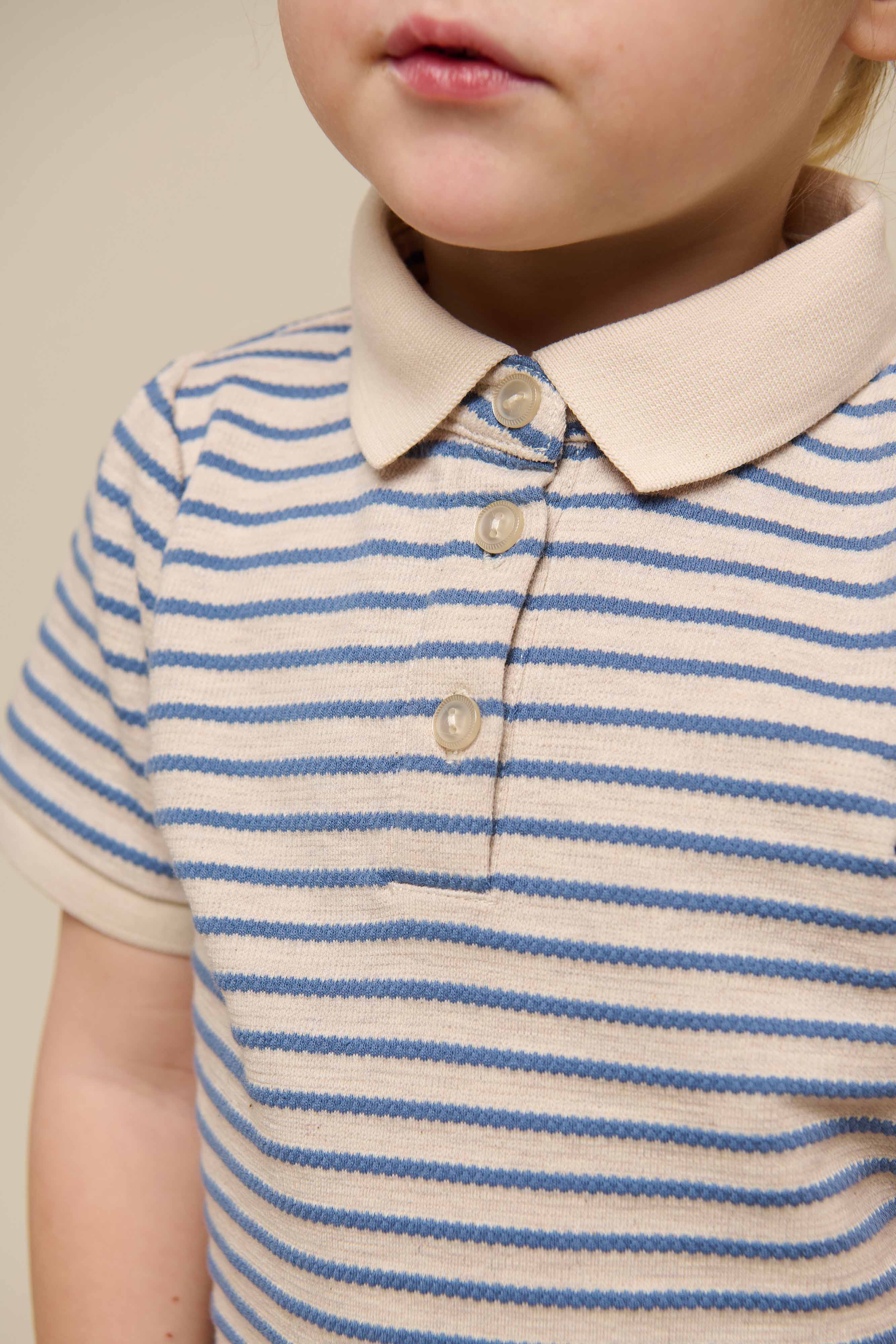 Striped Jersey Polo - Kids - Blue | 101006 Emmie