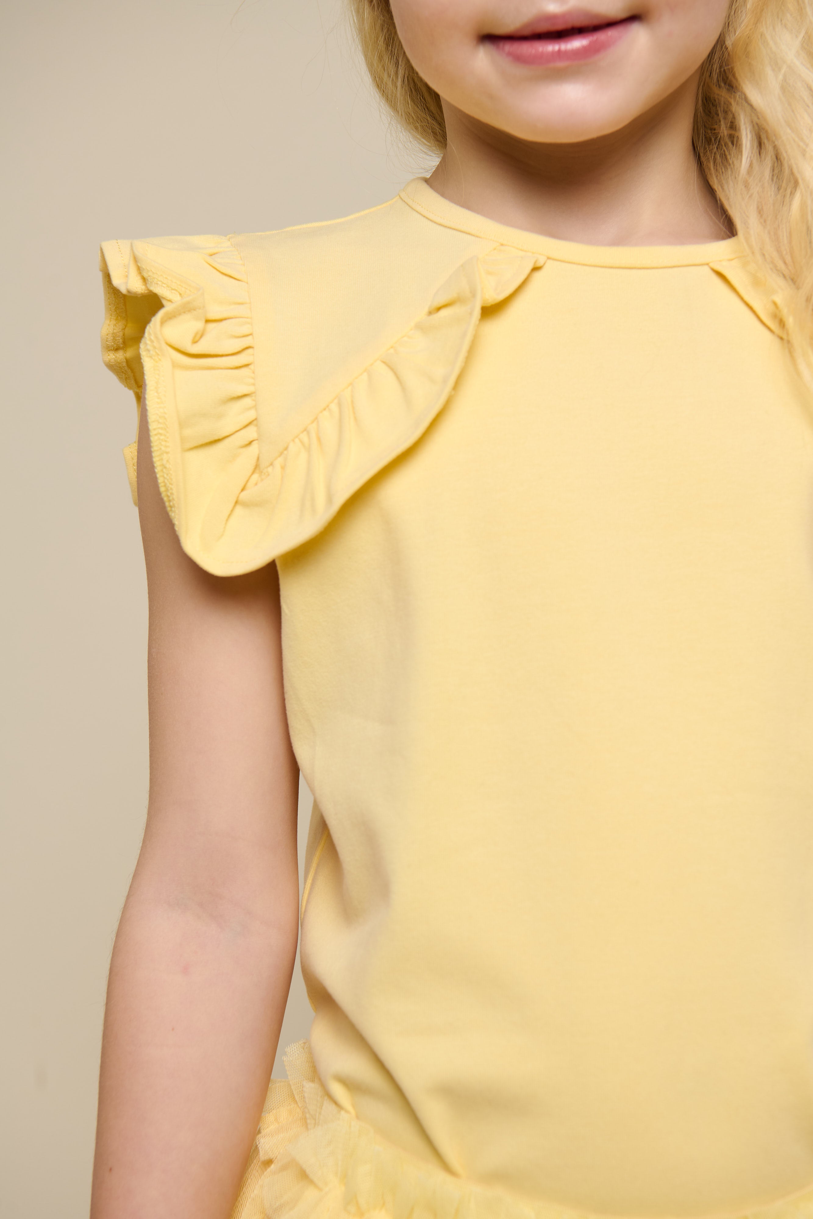Frill Jersey Top - Kids - Sunlight | 101265 Selma