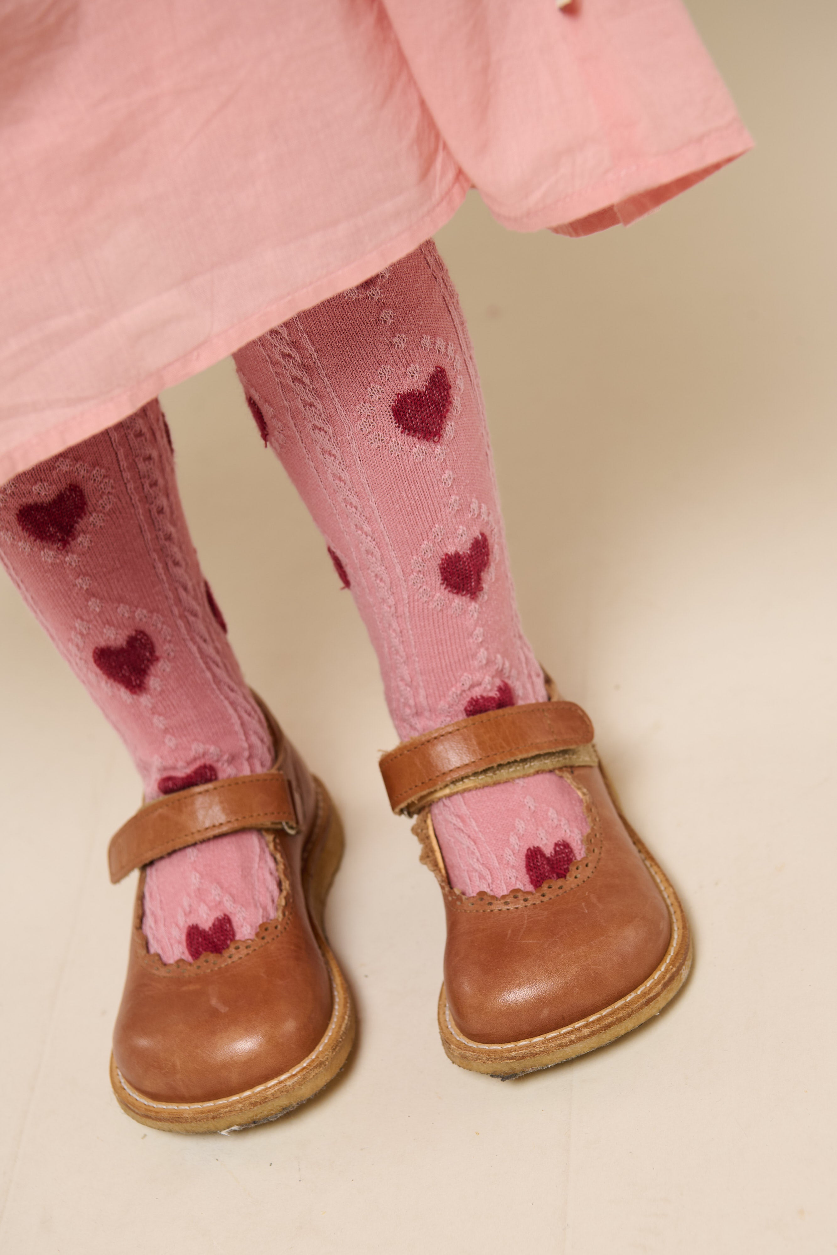 MP Heart Tights - Kids - Rose/Cherry Red | 101375 MP Alvilda tights