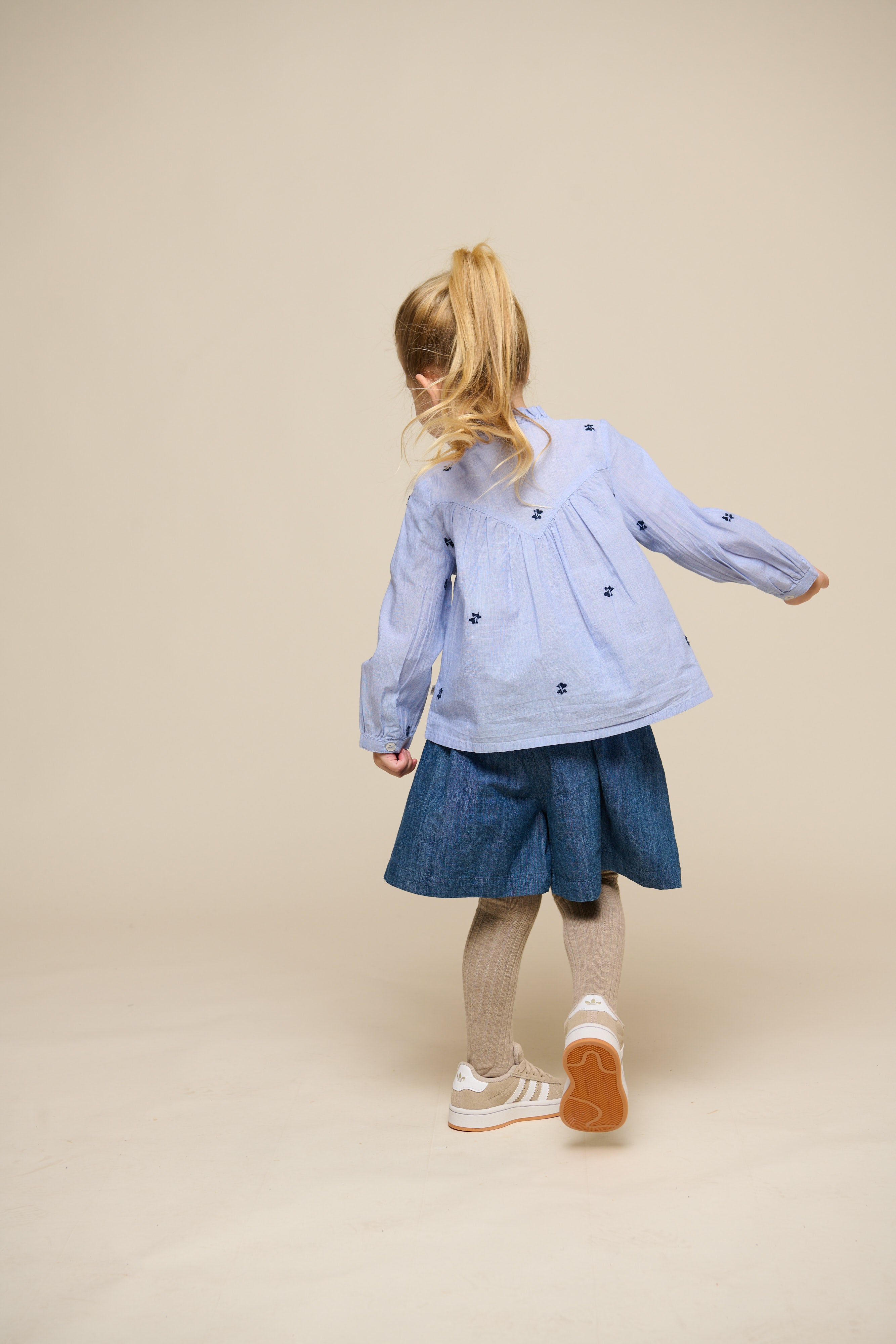 Embroidered Chambrey Shirt - Kids - Light Blue | 101058 Rose
