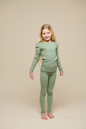 Modal Rib Long Sleeved T-shirt - Tween - Dusty Green | 101311 Lottie